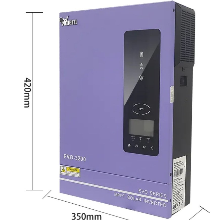 سانورتر 3.2 کیلووات Anern مدل SCI-EVO-3200 با کنترلر MPPT و توان لحظه‌ای 6400 وات، سازگار با باتری لیتیوم، WiFi داخلی و راندمان بالا، مناسب سیستم‌های خورشیدی 24 ولتی.