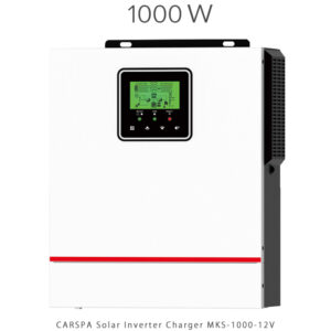 سانورتر 1000 وات CARSPA مدل MKS-1000-12V با کنترلر MPPT و راندمان 94٪، مناسب سیستم‌های خورشیدی 12 ولتی، دارای توان لحظه‌ای 2000 وات و شارژر 40 آمپر.