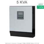 اینورتر شارژر 5KVA برند Voltronic مدل Axpert KS 5K با تکنولوژی PWM و موج تمام سینوسی، مناسب برای سیستم خورشیدی 48 ولت، توان مستمر 4000 وات و شارژ باتری از برق شهر. ایده‌آل برای پنل خورشیدی با ولتاژ مدار باز 105V و جریان 50A. خرید و نصب آسان با مانیتورینگ دیجیتال و حفاظت کامل.