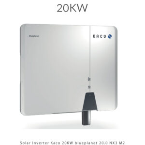 اینورتر KACO Blueplanet 20KW NX3 M2، آنگرید سه‌فاز بدون ترانسفورماتور با دو MPPT، ولتاژ شروع پایین، نصب آسان و IP65. مناسب نیروگاه‌های خورشیدی تجاری و صنعتی کوچک با بازده بالا.